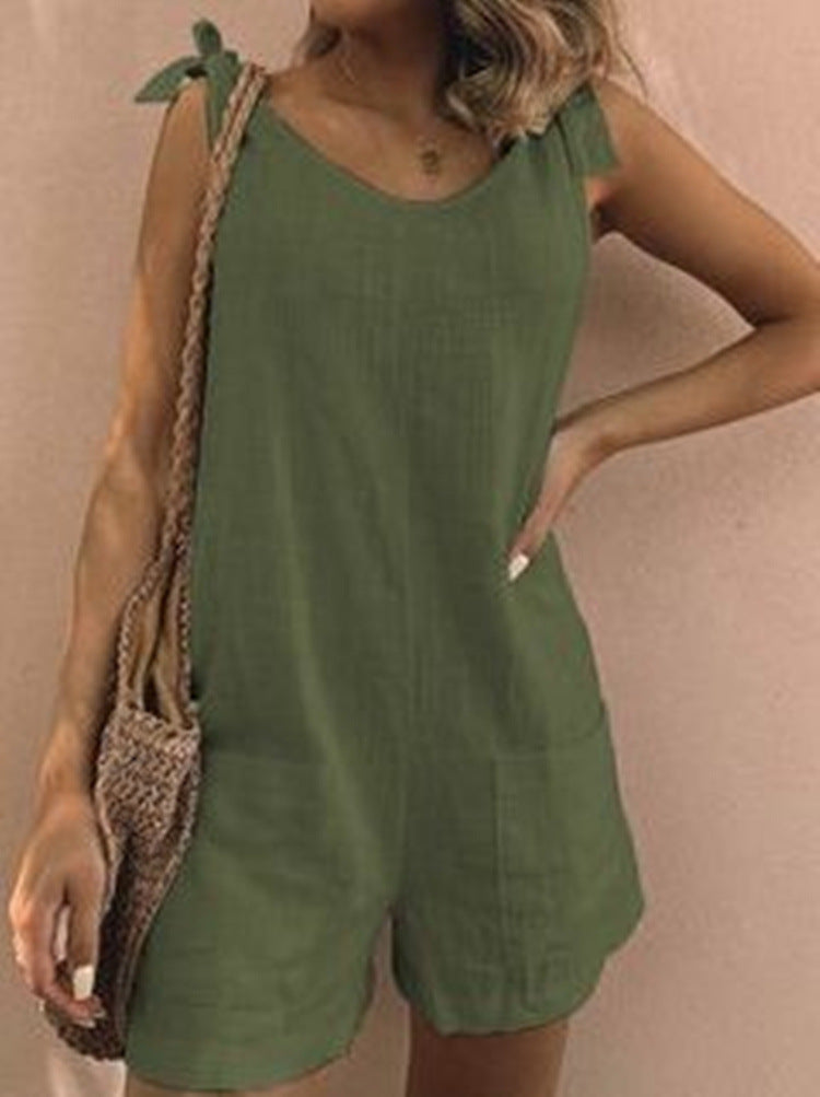 Damen Jumpsuit mit praktischen Taschen und verspielten Schulterbändern R&B