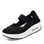 Damen nan gewR&Bter Mary-Jane-Sneaker mit elastischem Flechtoberteil, Klettverschluss und luftgepolsterter Plateausohle R&B