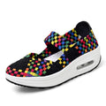 Damen nan gewR&Bter Mary-Jane-Sneaker mit elastischem Flechtoberteil, Klettverschluss und luftgepolsterter Plateausohle R&B