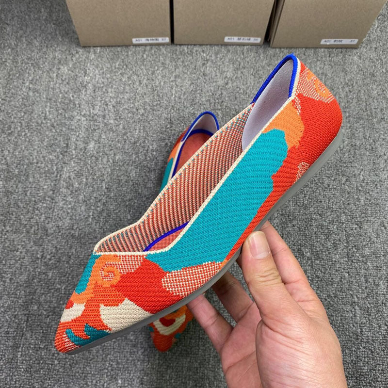 Damen Schicke Textil-Ballerinas mit modischem Mustermix