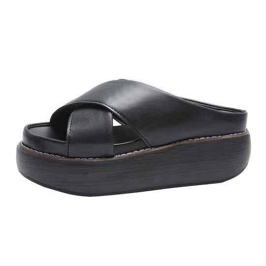 Damen Komfortable Plateau-Mules mit eleganter Riemenführung R&B