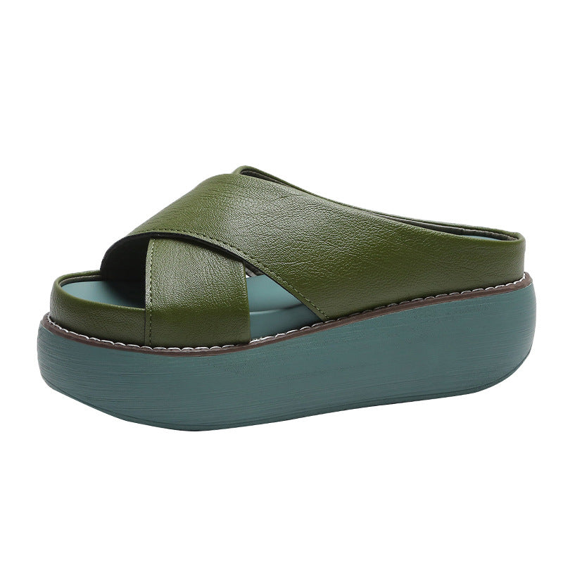 Damen Komfortable Plateau-Mules mit eleganter Riemenführung R&B
