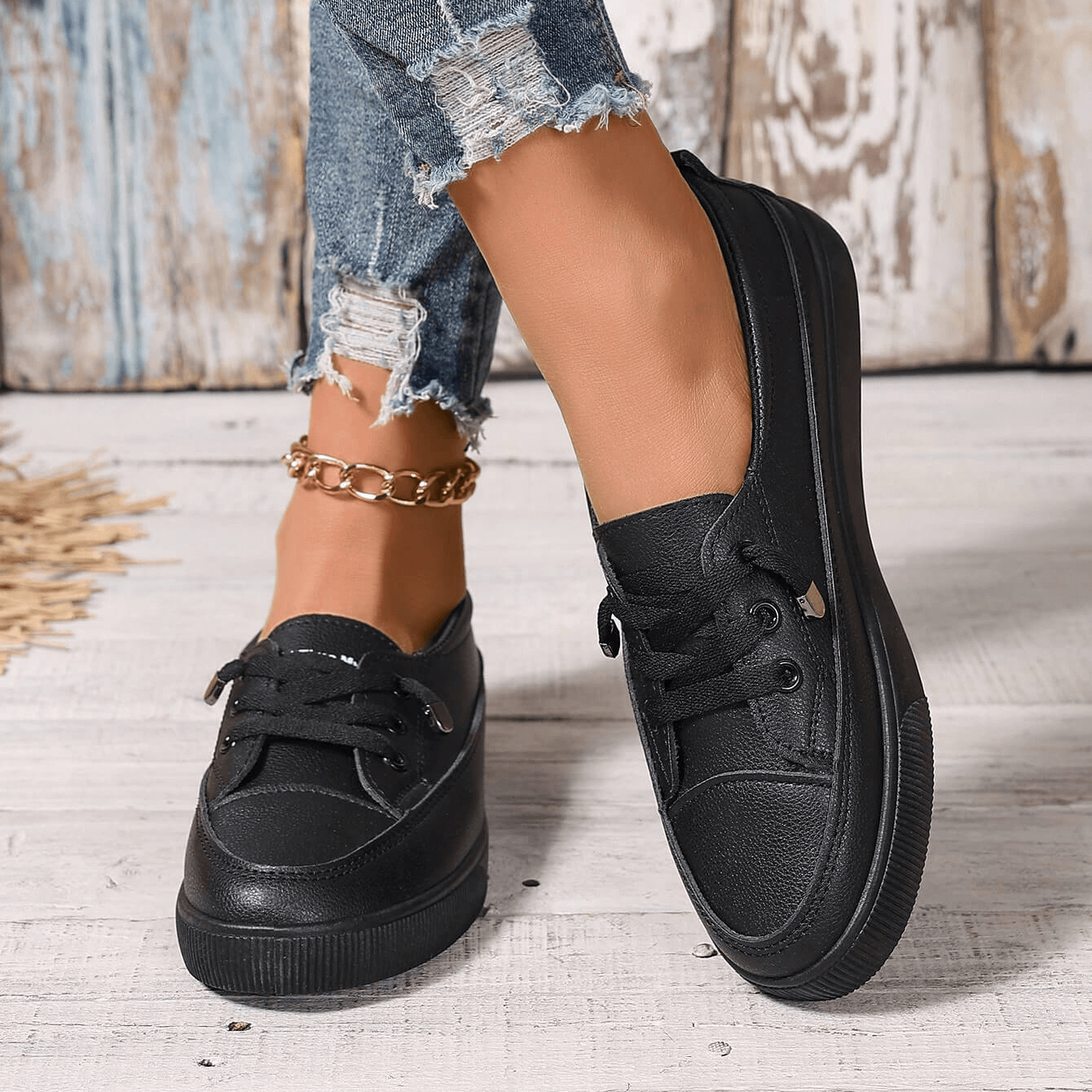 Damen Schnürung Orthopädische Flache Schuhe R&B