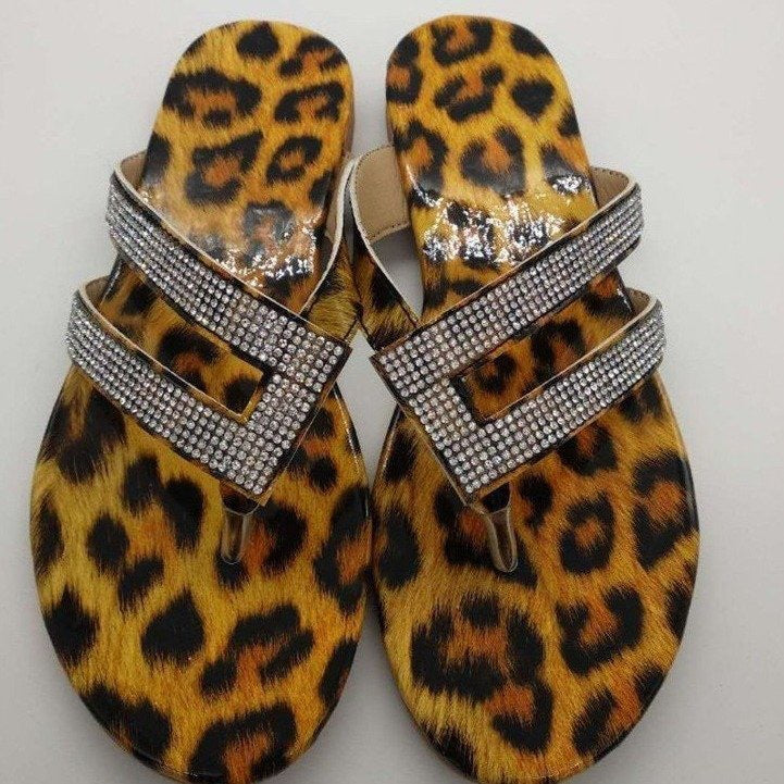 Damen Glamouröse Zehentrenner-Sandalen mit schimmernden Riemen und bequemem Fußbett R&B