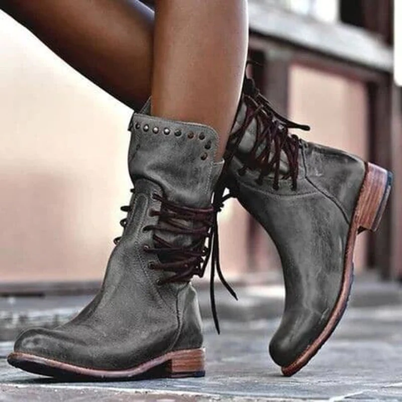 Lederstiefel Mit Schnürsenkeln R&B