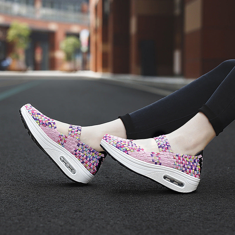 Damen nan gewR&Bter Mary-Jane-Sneaker mit elastischem Flechtoberteil, Klettverschluss und luftgepolsterter Plateausohle R&B
