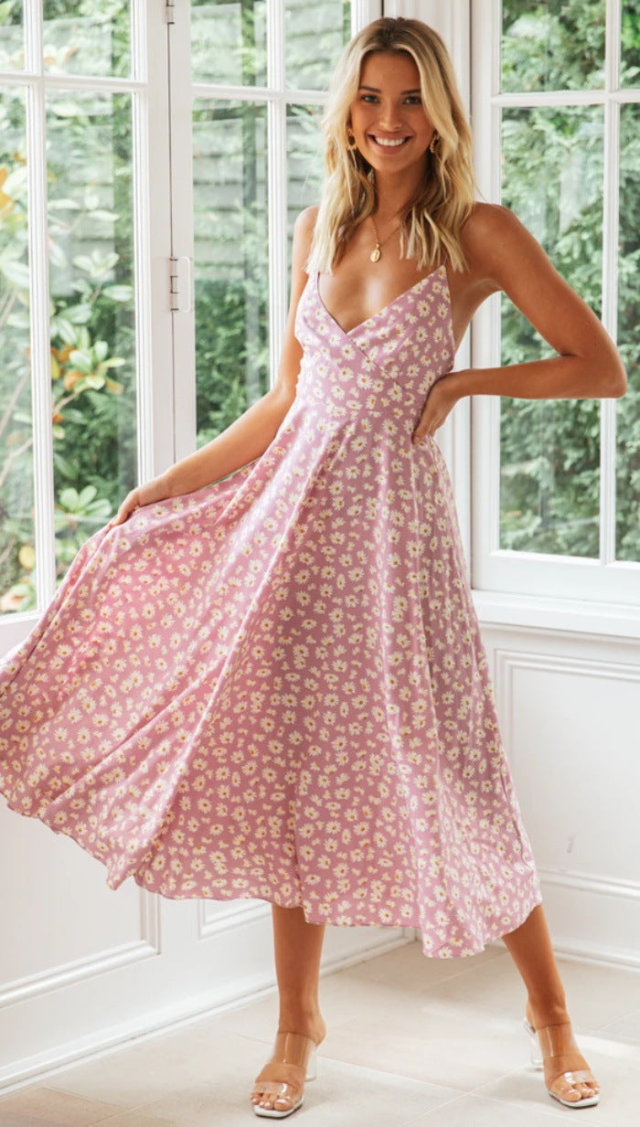 Damen Elegant geschnittenes Maxikleid mit floralem Muster und V-Ausschnitt R&B