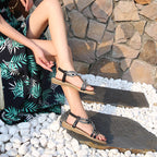 Damen Sandalen im Boho-Stil mit glitzernden Applikationen R&B