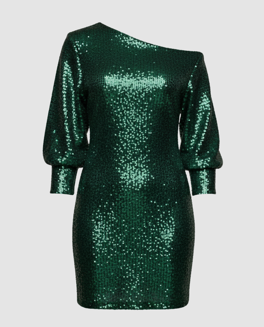 Glänzendes One Shoulder Minikleid | R&B