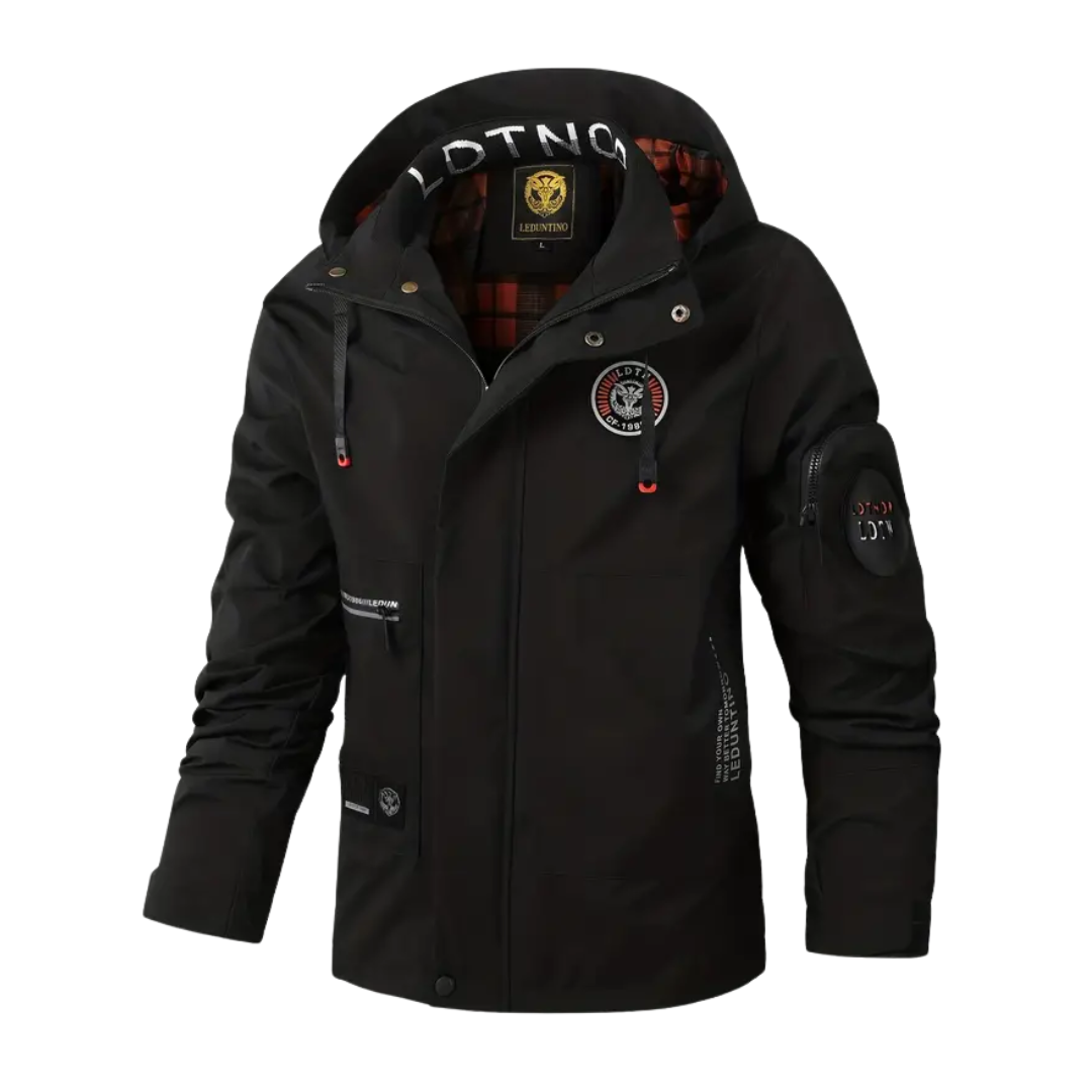 R&B | Herren Outdoorjacke waterproof mit Kapuze & kariertem Futter