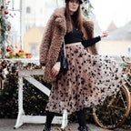R&B | Eleganter Maxirock Aus Mesh mit Blumenmuster