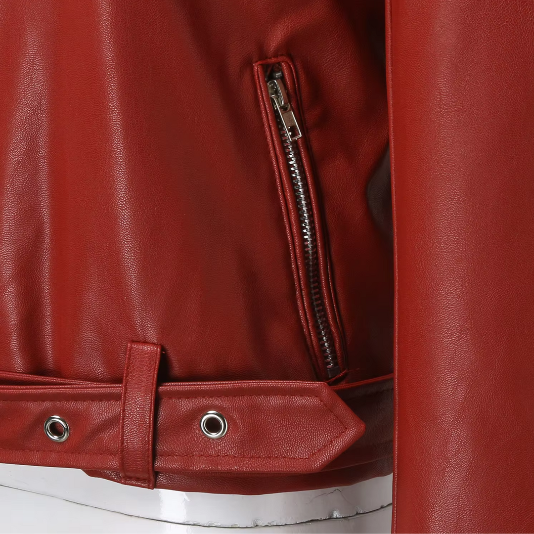R&B | jacke Damen Biker Modell mit Gürtel und Reißverschlussdetails