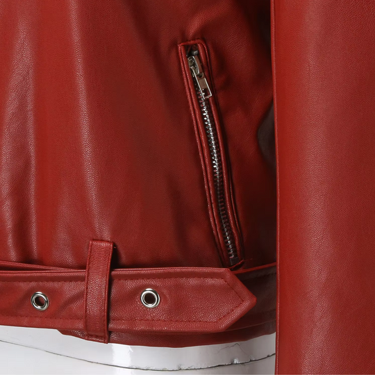 R&B | jacke Damen Biker Modell mit Gürtel und Reißverschlussdetails