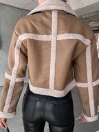 R&B | Elegante Lederjacke mit Plüschbesatz