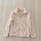 R&B | Weiche Sherpa Zip Up Hohe Kragenjacke, Fleeceweste