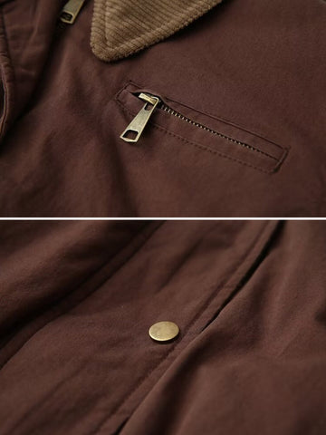 R&B | Casual Bomberjacke Cord Kragen Reißverschluss Oberbekleidung