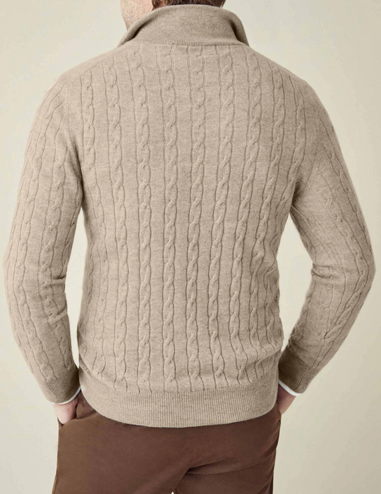 R&B | Zopfstrickpullover mit Reißverschluss - Eleganter Business & Freizeitpullover