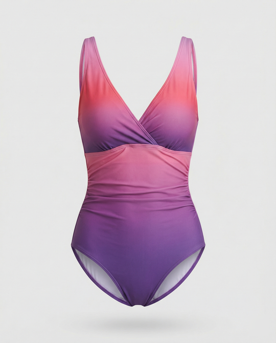 R&B | Tricolor-Badeanzug mit Flacher Sohle