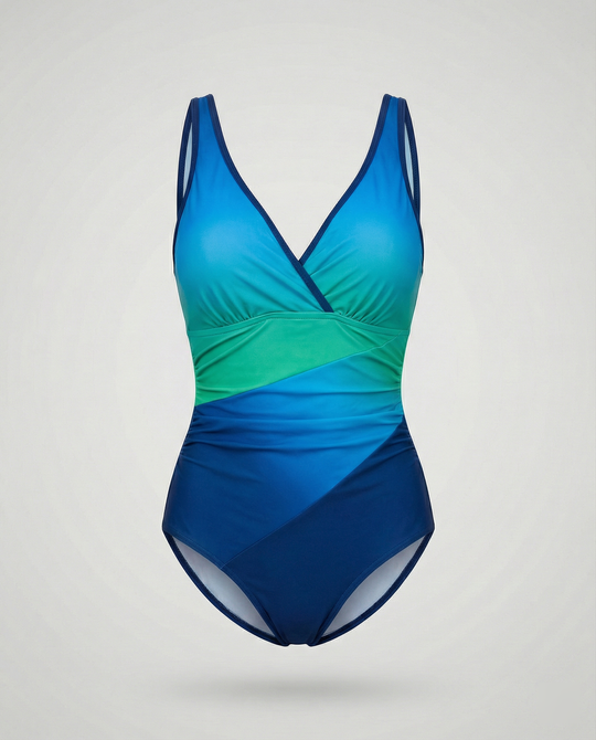 R&B | Tricolor-Badeanzug mit Flacher Sohle
