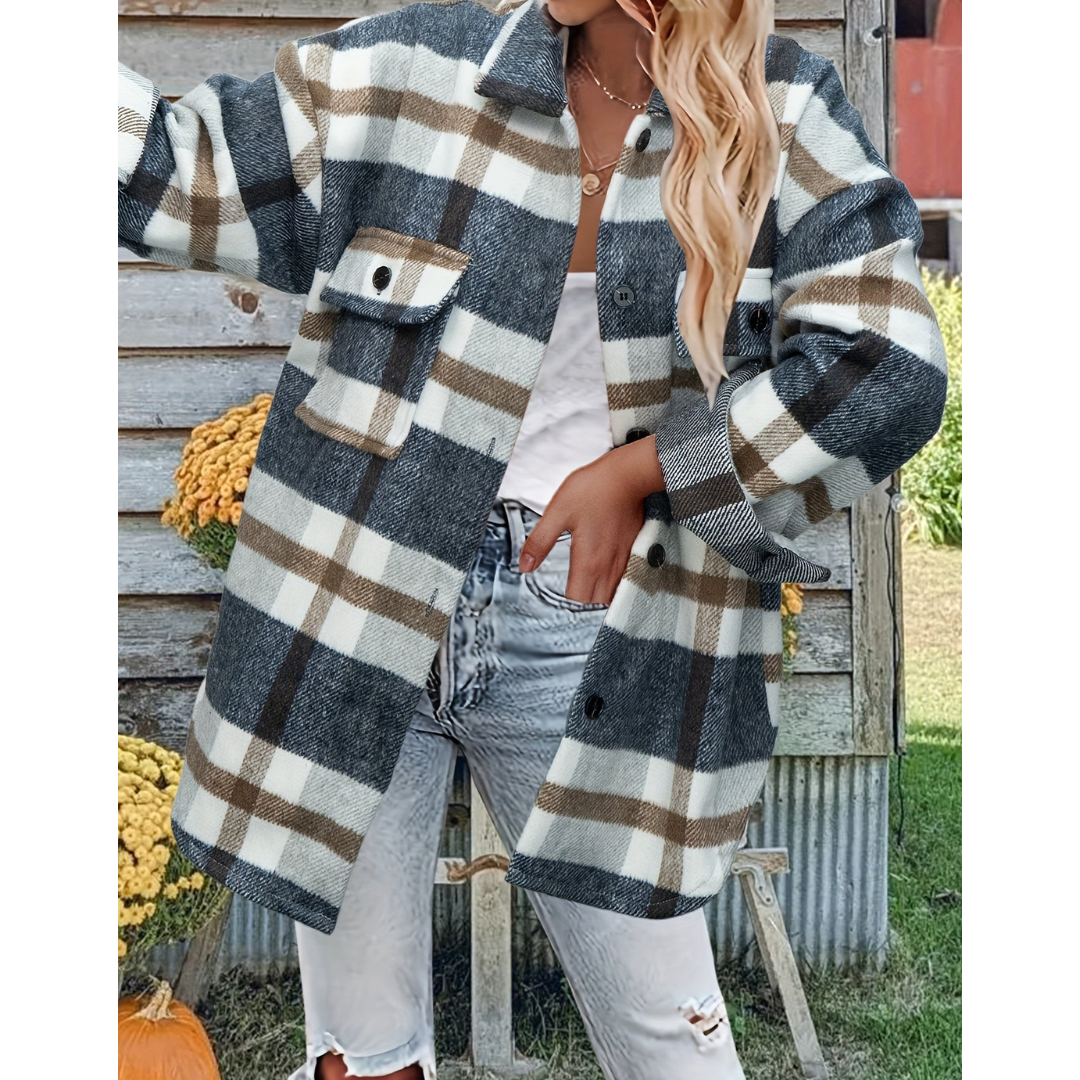 R&B | Warme Knopf Daunen Kariert Hemd Jacke - Winter