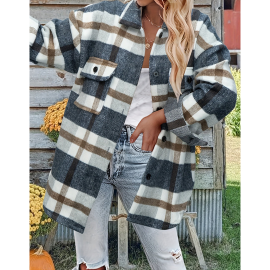 R&B | Warme Knopf Daunen Kariert Hemd Jacke - Winter