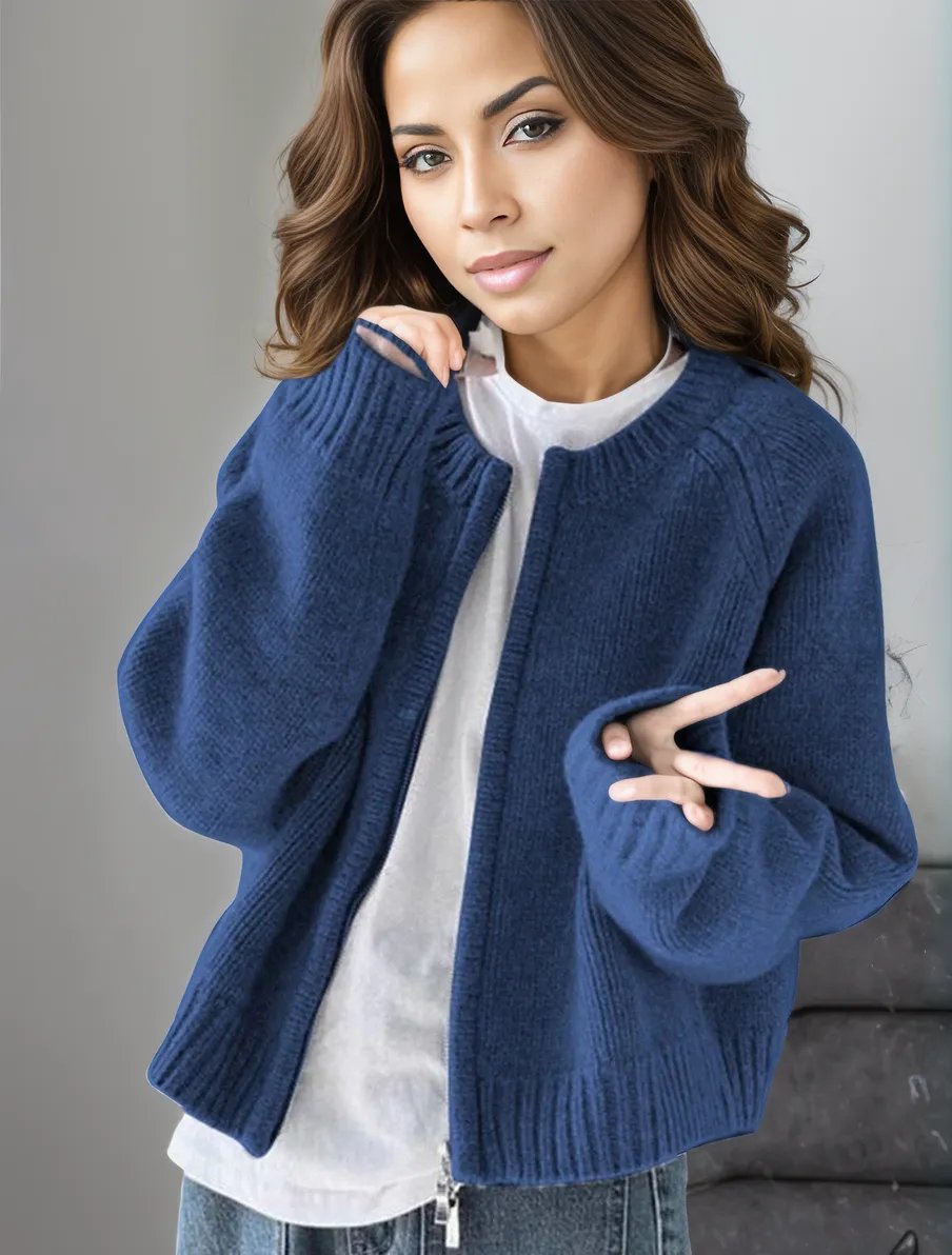 R&B | Stilvolle Blaue Strickjacke für Frauen