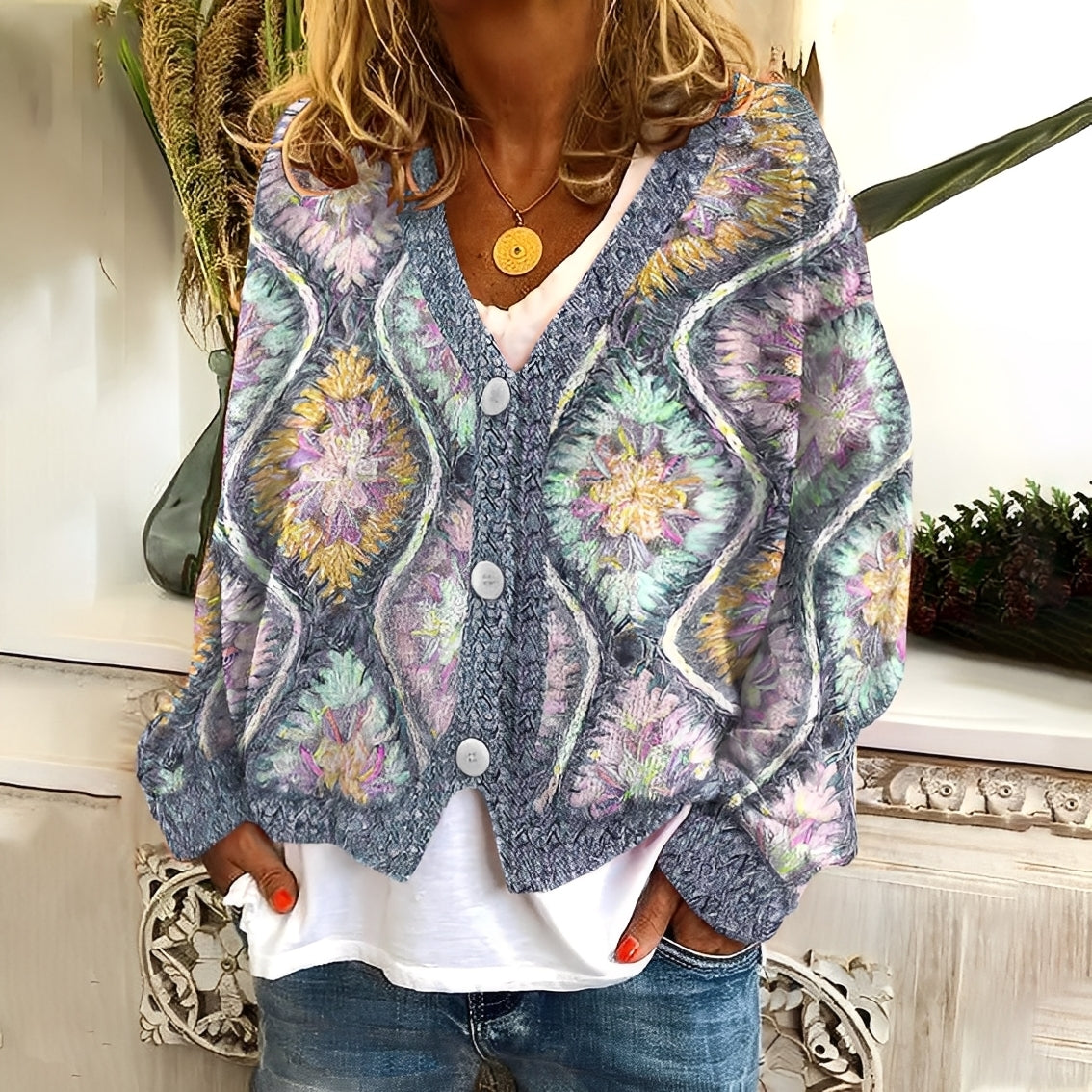 R&B | Gemütlicher, weicher Damenpullover mit Muster