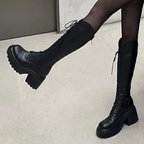 R&B | Hohe Stiefel Damenstiefel mit Schnürung und Robuster Ferse