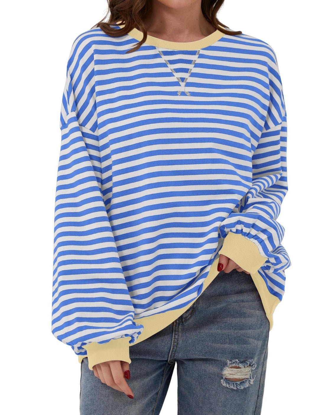 R&B | Eleganter, lockerer Damenpullover mit Streifen