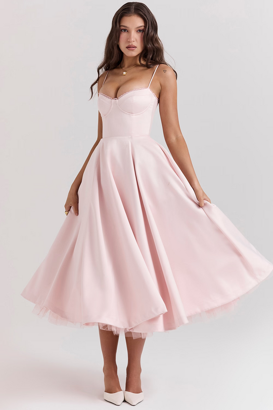 R&B | Luxuriös Ausgestellte Kleid mit Spaghettiträgern für Frauen Hochzeit, Braut und Fest Kasana