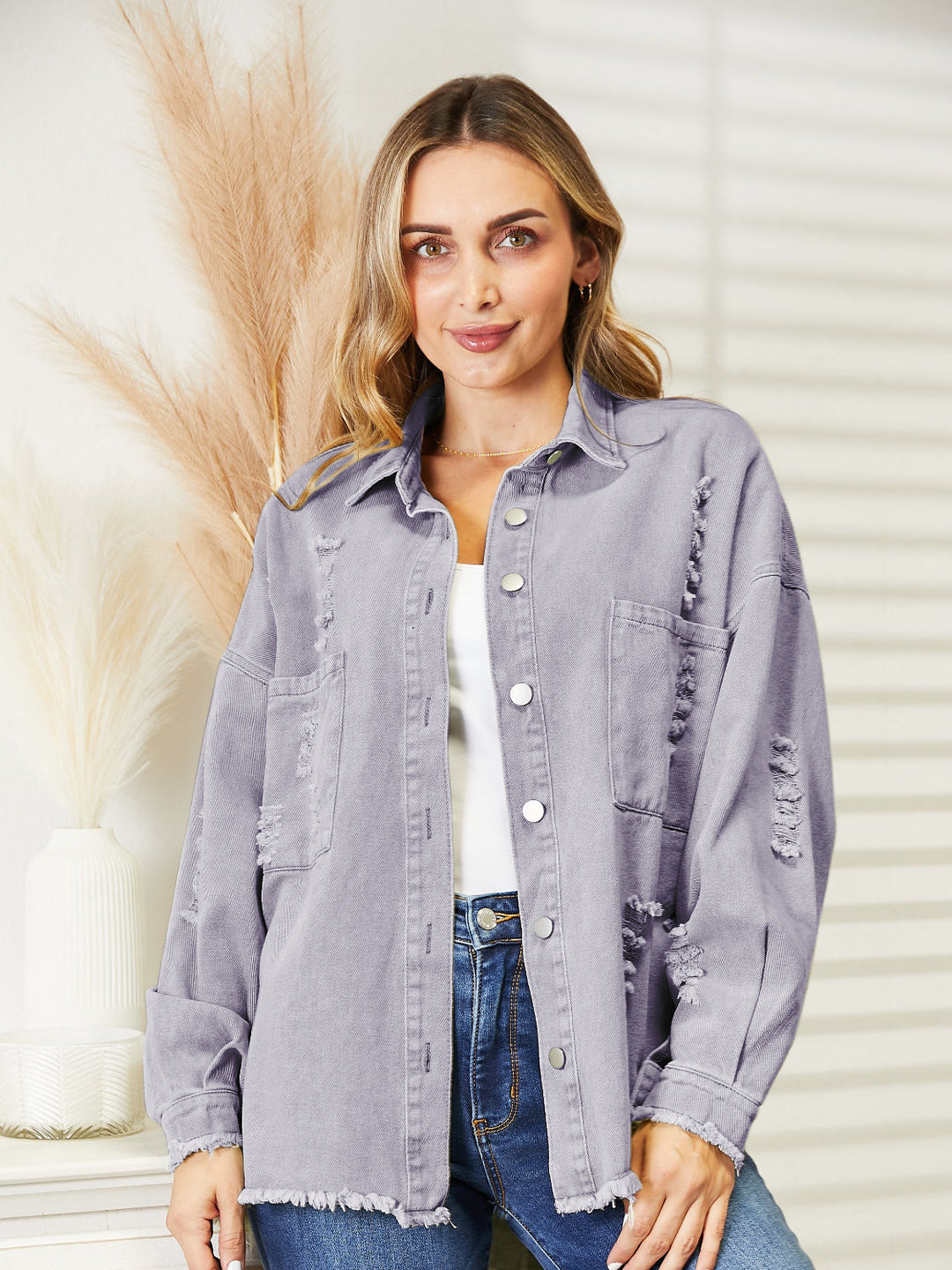 R&B | Zerrissene Rohsaum-Denimjacke