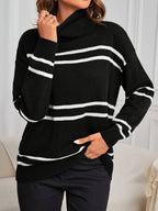 R&B | Gestreifter Rollkragenpullover