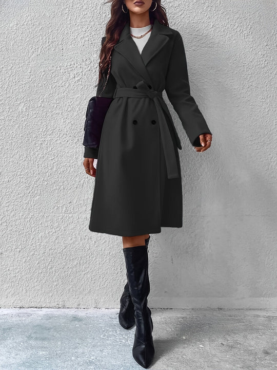 R&B | Trenchcoat mit Gürtel und einfarbigem Polyestermaterial für Frauen Schicke Oberbekleidung für den alltäglichen Gebrauch