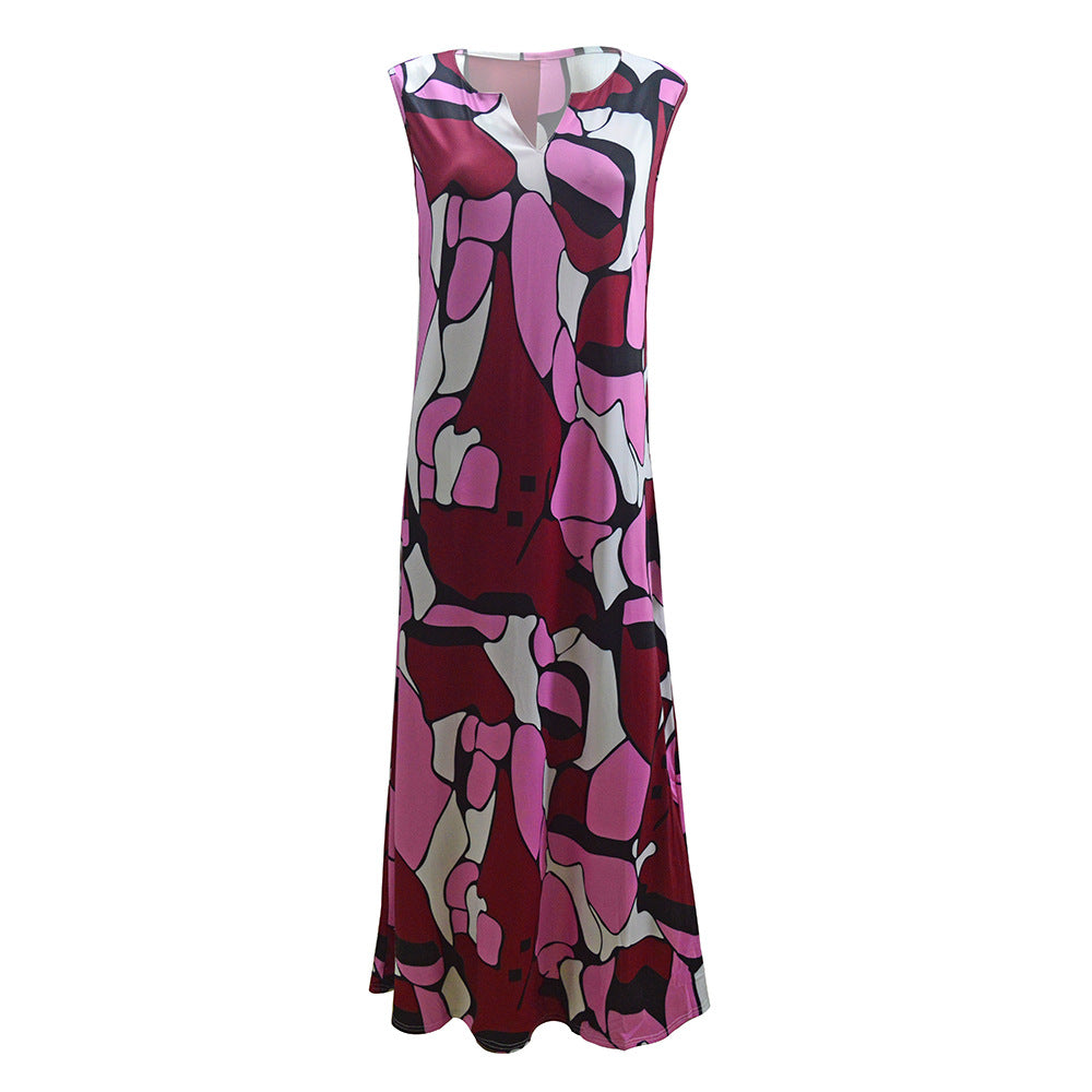 Damen Maxikleid mit grafischem Druck und fließendem Schnitt R&B
