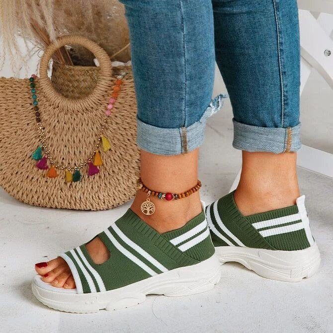 Damen trendige Sport Sandalen mit elastischen Riemen und atmungsaktiver Sohle R&B