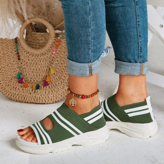 Damen trendige Sport Sandalen mit elastischen Riemen und atmungsaktiver Sohle R&B