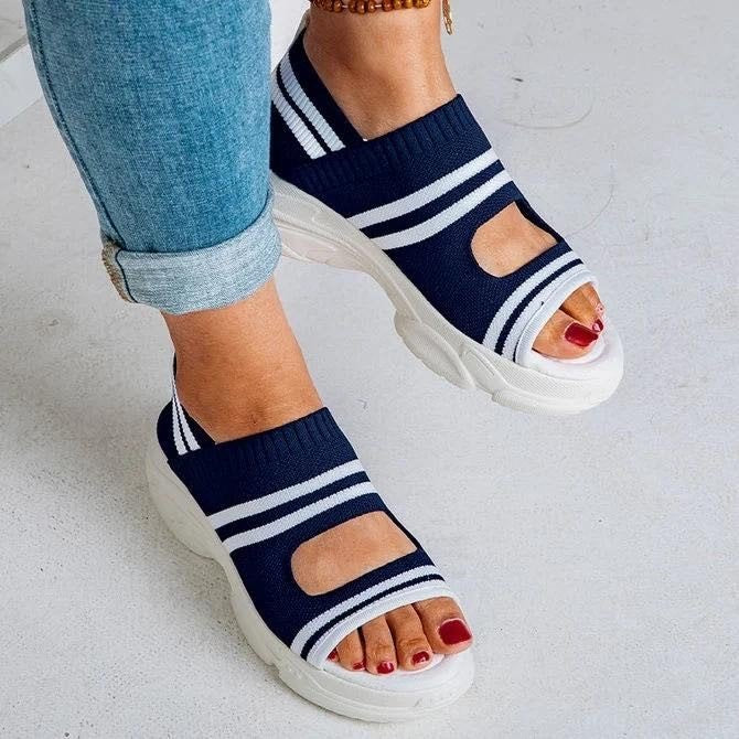 Damen trendige Sport Sandalen mit elastischen Riemen und atmungsaktiver Sohle R&B