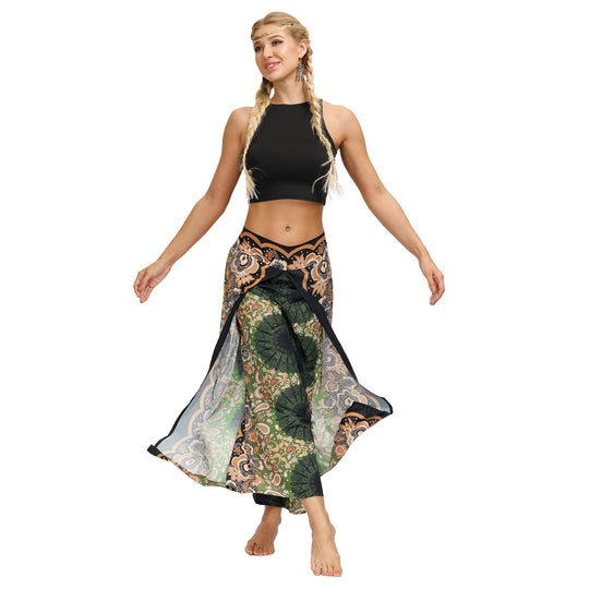 Damen Eleganter Maxi-Rock mit Floralprint und seitlichen Schlitzen R&B