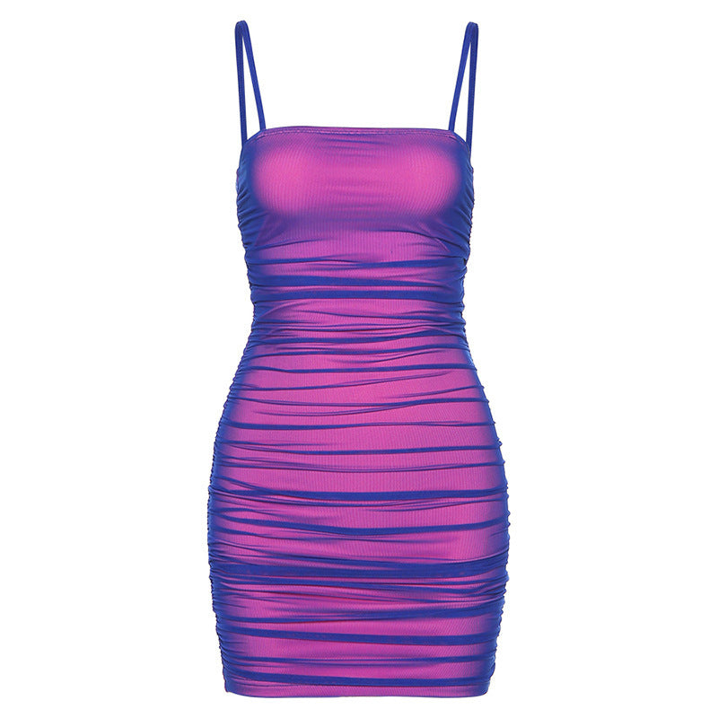 Damen Sommerliches Mini-Kleid mit raffinierten Rüschendetails und Spaghettiträgern R&B