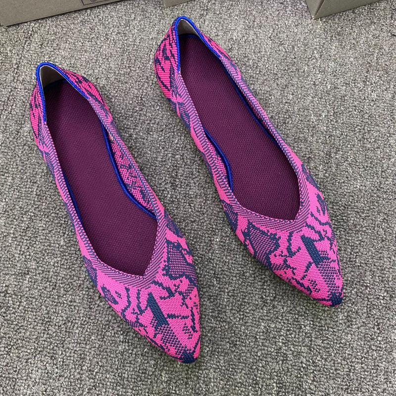 Damen Ballerinas mit auffälligem Schlangenmotiv