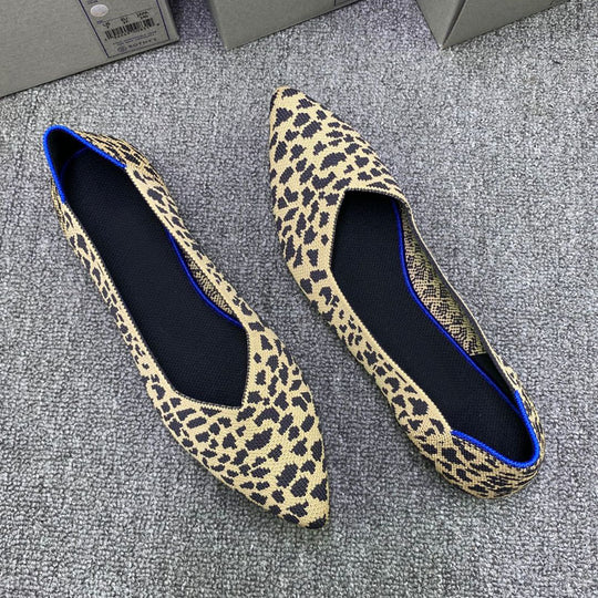 Damen Ballerinas mit modischem Leopardenmuster aus elastischem Material R&B