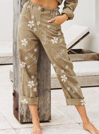 Damen lässige Blumenmuster Hose R&B