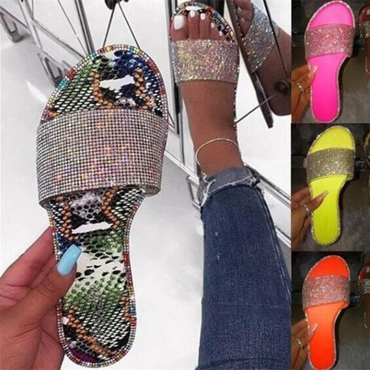 Damen Luxus Hausschuhe mit Strass-Details R&B