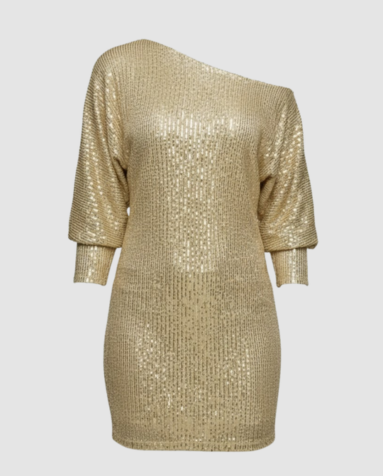 Glänzendes One Shoulder Minikleid | R&B