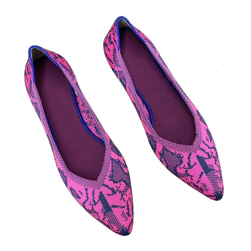 Damen Ballerinas mit auffälligem Schlangenmotiv