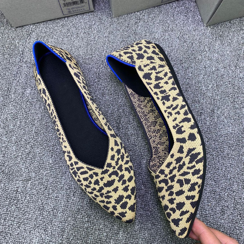 Damen Ballerinas mit modischem Leopardenmuster aus elastischem Material