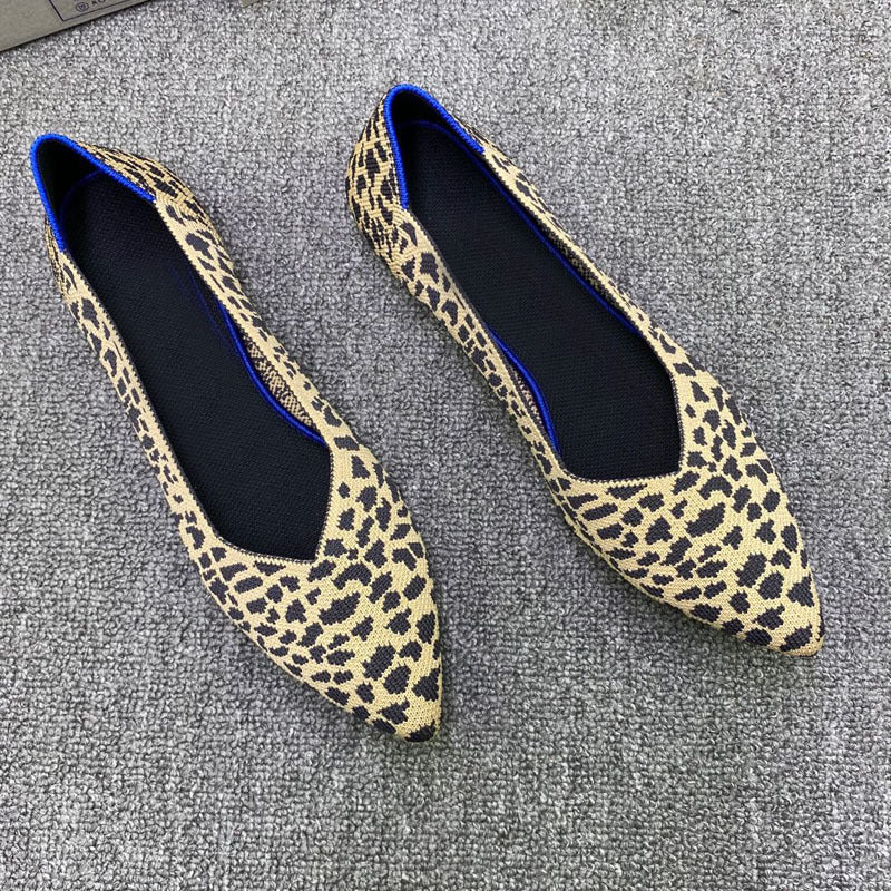 Damen Ballerinas mit modischem Leopardenmuster aus elastischem Material
