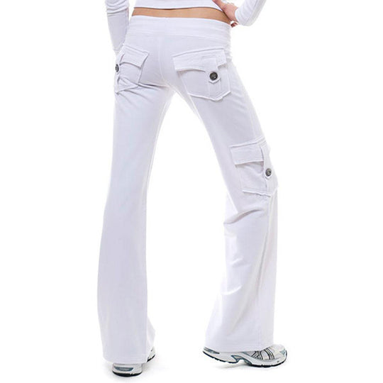 Damen bequeme Cargo-Hose mit tiefen Taschen und elastischem Bund R&B
