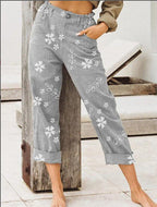 Damen lässige Blumenmuster Hose R&B