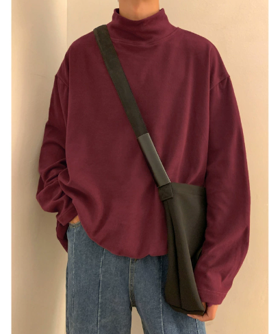 Herren Oversized Pullover mit Stehkragen und weichem Innenfutter